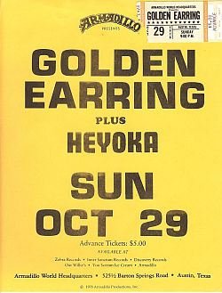 Golden Earring show ad October 29, 1978 Austin - Armadillo World Headquarters
